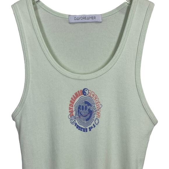 Daydreamer Records Ribbed Tank XS Green Mist Band Graphic Grunge Casual - Picture 4 of 6